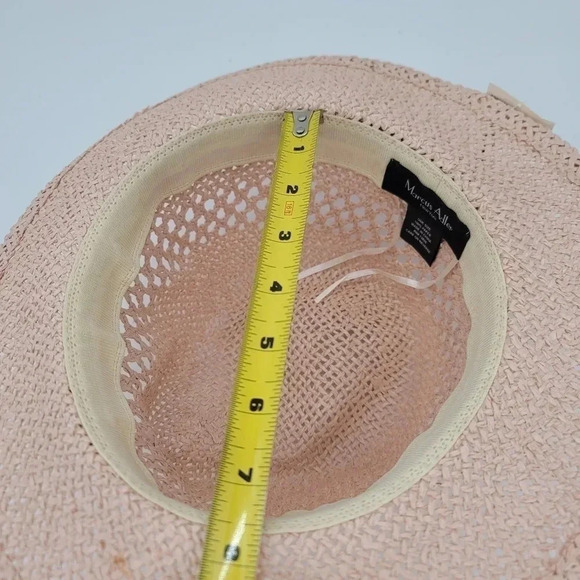 MARCUS ADLER NY Blush Pink STRAW LOOK OS FITS MOST BLACK SUN HAT BRAID - Picture 6 of 6